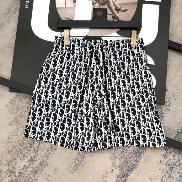Dior Black & White Logo Print Shorts